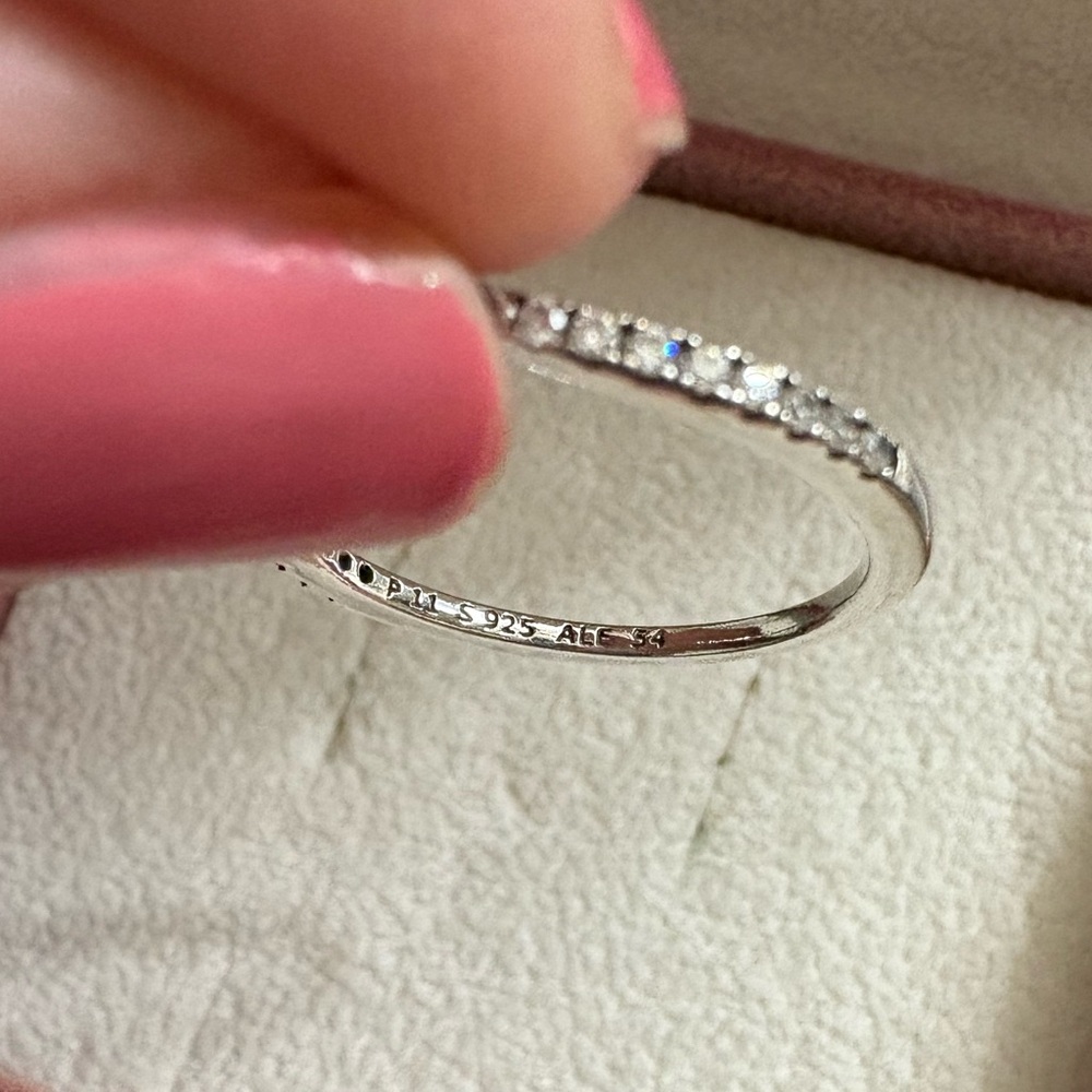 Pandora Silver V-Shaped Ring with Sparkling Stones - Picture 3 of 4